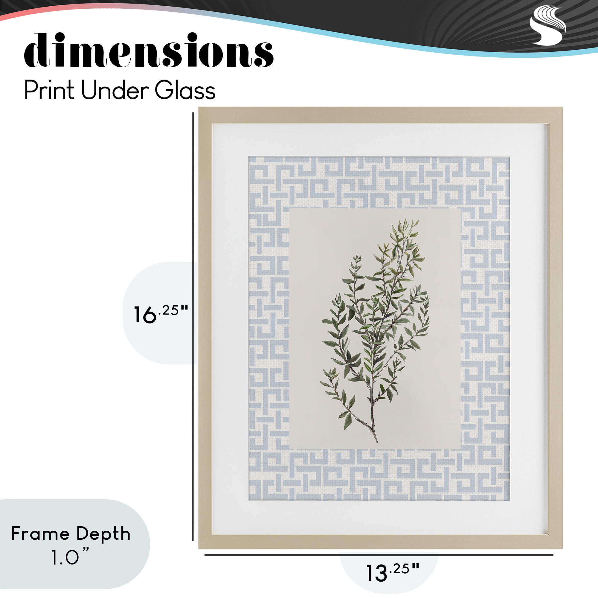 Stupell Industries Leafy Herb on Geometric Birch Framed Print Under Glass, design by Diannart