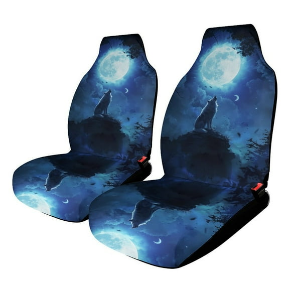 Wolves in The Moonlight Car Seat Covers,Universal Auto Front Seats Protector Fits for Car,SUV Sedan,Truck