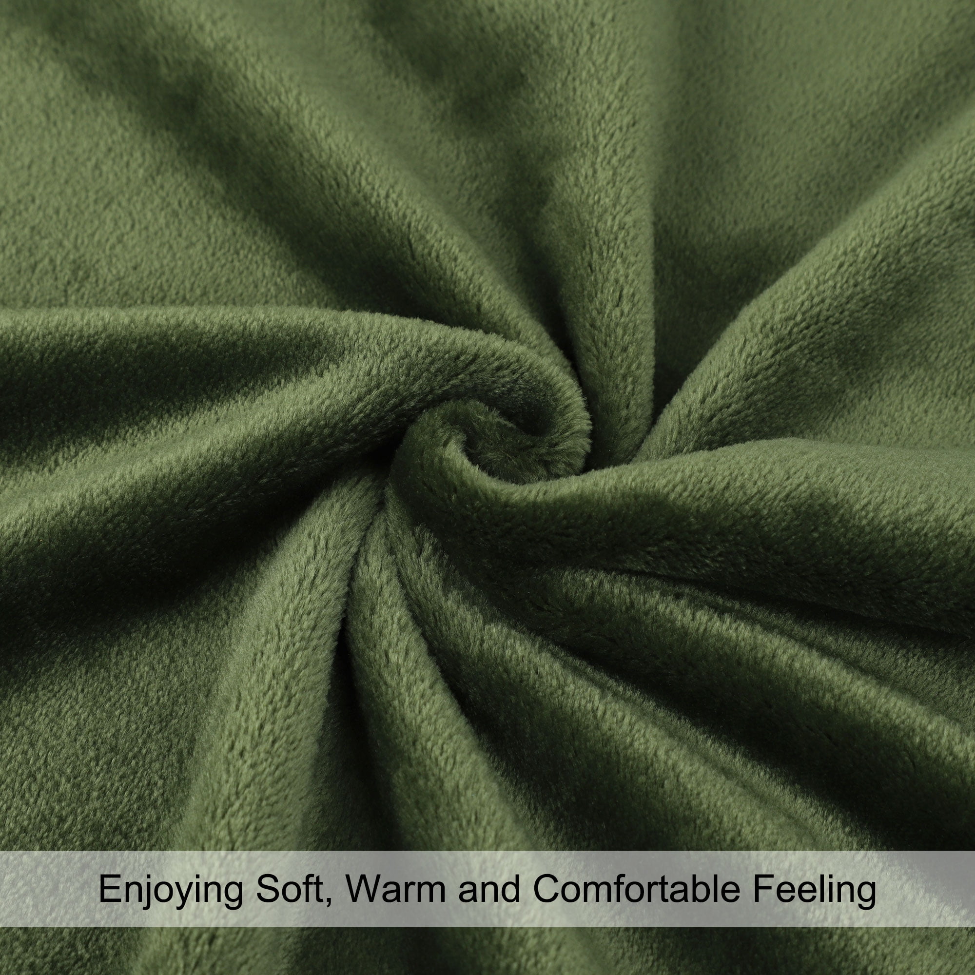 Unique Bargains Flannel Fleece Blanket Soft Wide Hemmed 30"x40" Fern Green