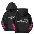 thumbnail image 3 of CPNG Girls Hoodies Tops Heart Print Long Sleeve Hooded Sweatshirts with Front Pocket Kids Loose Fit Daily Pullover Sweatshirt, 3 of 5