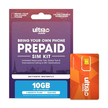 Ultra Mobile 30 Day Wireless Prepaid SIM Card Kit, 10GB Plan