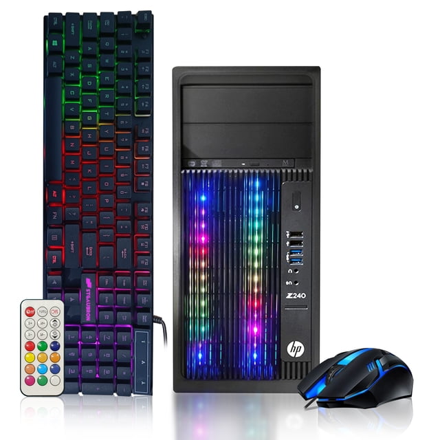 Gaming PC HP Desktop RGB Computer Intel Quad I5 up to 3.6GHz + GeForce GTX 1660 Ti 6G GDDR6, 16GB RAM, 128G SSD + 2TB, RGB Keyboard & Mouse, WiFi & Bluetooth, DVD, Win 10 Pro Used Grade A