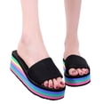 thumbnail image 5 of Slippers for Women,Ladies Shoes Summer Fashion Beach Sandals Nesh Elastic Band Wedge Sandals,Womens Slippers,Black,8, 5 of 9