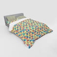 thumbnail image 3 of Ethnic Duvet Cover Set, Primitive Ornamentation Inspired Geometrical Shapes as Repeating Triangular Forms, Bedding Set with Shams and Fitted Sheet, 3 Sizes, by Ambesonne, 3 of 3