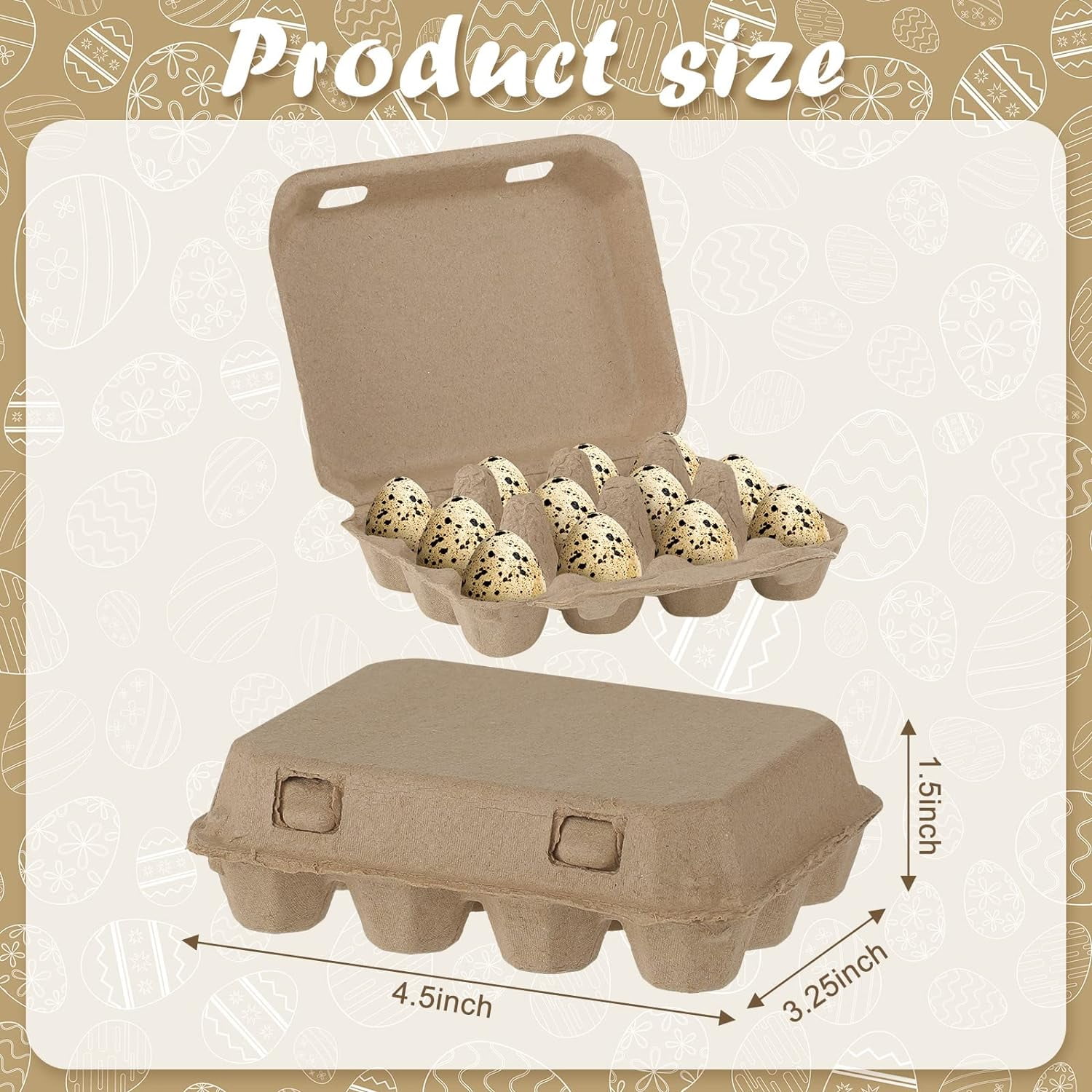 60 Pcs Quail Egg Cartons Paper Pulp Basket A Dozen Paper Crates Blank Cardboard Quail Egg Holder Container Reusable Storage Tray for Home Kitchen Refrigerator Farmhouse(3 x 4 Square,Gray)