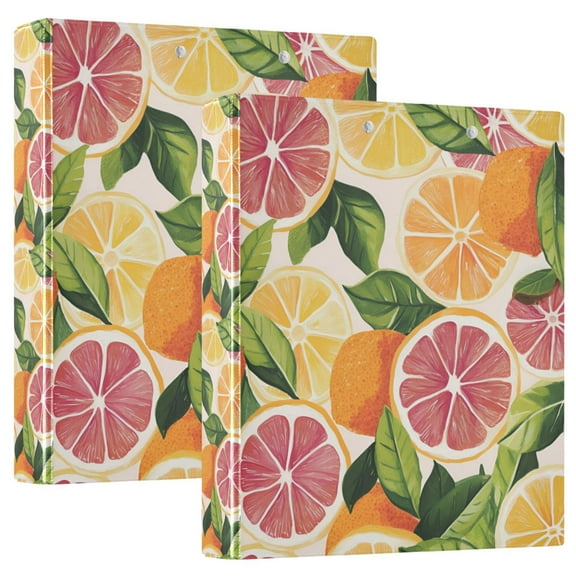 FORMRS 3 Ring Binder 1.5 inch with Pockets Set of 2 Clip Board 200 Sheets Capacity, Citrus Leaves