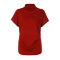 thumbnail image 1 of Femmes Col Roulé Manches Courtes Coton Solide Casual Chemisier Haut T-shirt Grande Taille pour les Femmes, 1 of 5