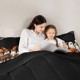 thumbnail image 4 of Homewish Halloween Boo Ghost Full Size Bedding Sets for Kids, Pumpkin Spider Web Bat Full Size Bed in a Bag, Black Reversible, 7pcs, 4 of 7