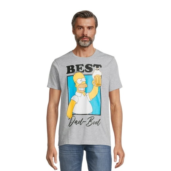 The Simpsons Homer Best Bod Apparel, Men's Graphic Crew Neck T-Shirt, Sizes S-3XL (Men's Big & Tall)