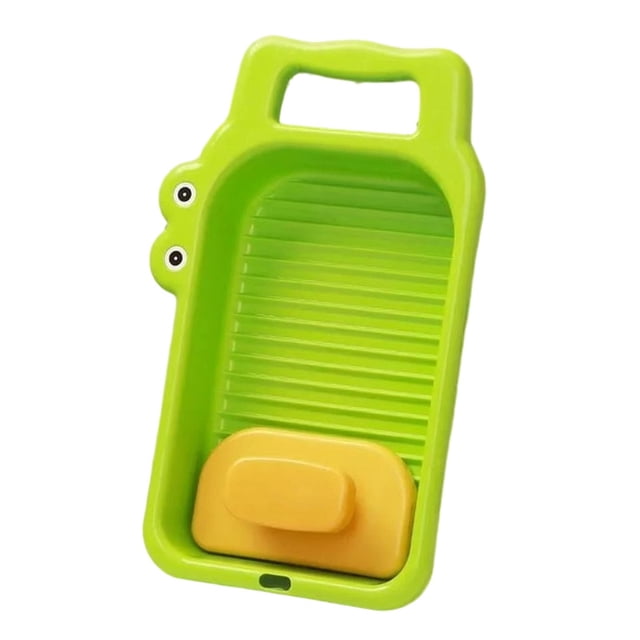 DOLITY Mini Washing Board Washboard Basin for Kids Training Small Delicate Articles Green