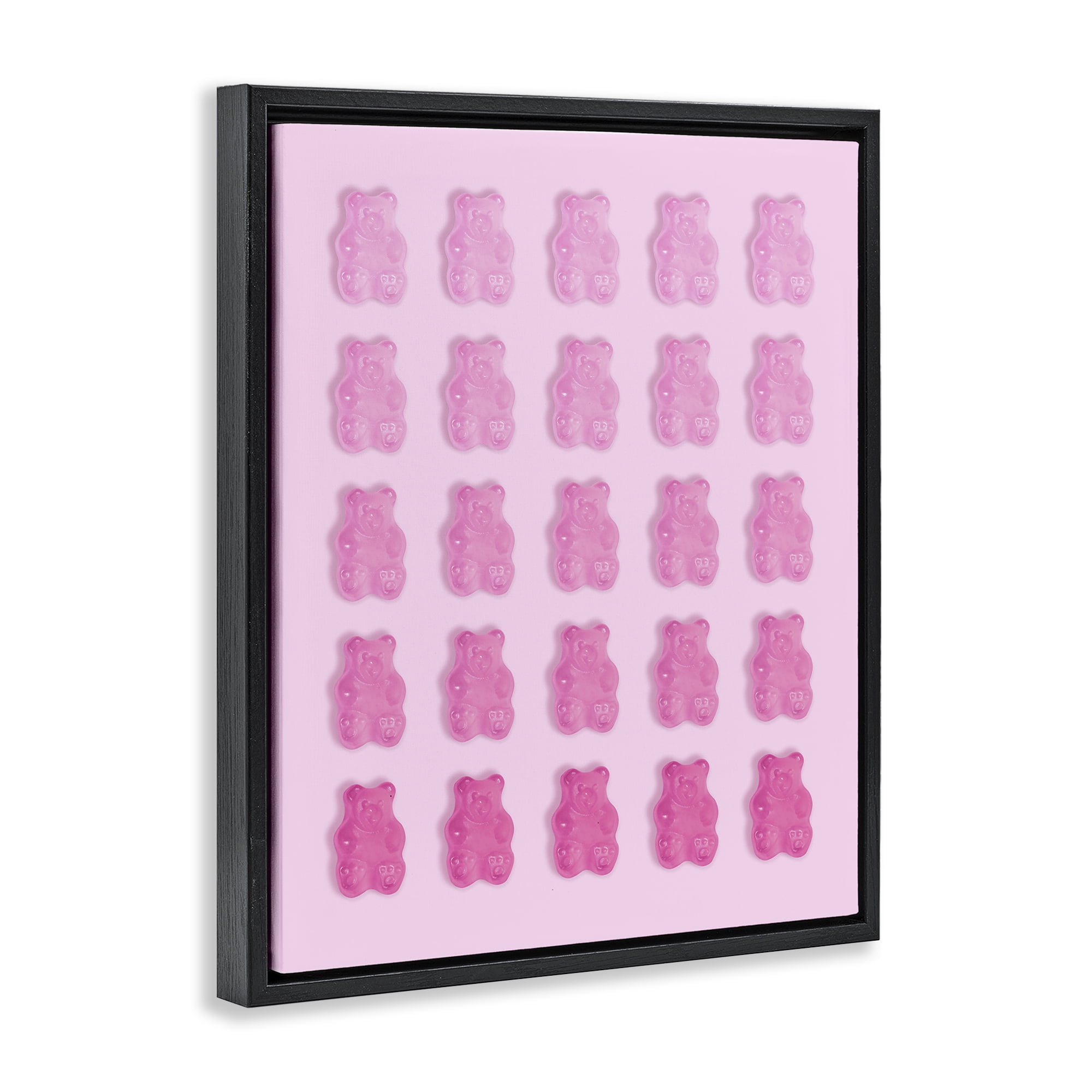 Stupell Industries Gradient Pastel Pink Bears Black Framed Floater Canvas Wall Art, design by LISH Creative