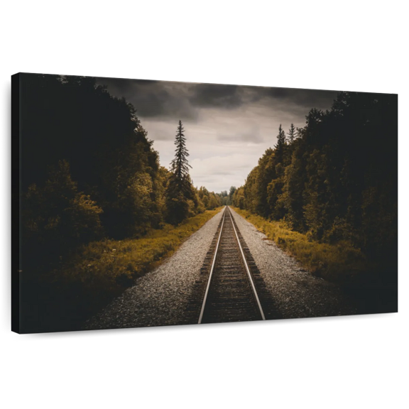 Elephant Stock Train Track To Denali Wall Art - Horizontal Canvas Wall Art - Living Room Wall Decor - Architecture Canvas - Brown And Silver Decor - 12" x 8"