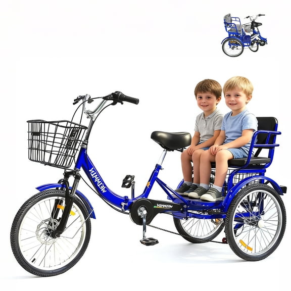 Adult Tricycle 1 Speed, 20 inch Folding Tricycle  Three Wheel Bike for Women/Men/Seniors Bicycle, Wheel Bike for Shopping/Children load 450Ib