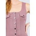thumbnail image 3 of Sleeveless Deep Square Neck Button Down Detail Mini Woven Dress, 3 of 5