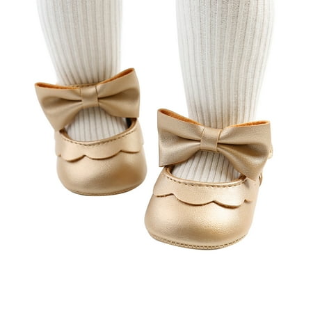 

2Pcs Infant Shoes Newborn Baby Girls Headband Set Bowknot Soft Sole PU Leather Flats Crown Hairband First Walker Anti Slip Loafers 0-18M