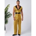 thumbnail image 6 of Hansber Men's Retro 70s Outfit Disco Dance Jumpsuit Sleeveless V Neck Hippie Style Bodysuit for Stage Gold M, 6 of 7