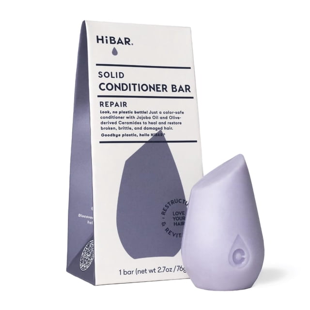 HiBAR - Barra acondicionadora reparadora - Para cabello dañado, roto y quebradizo - Restaura y nutre - Con proteína de quinua y aceite de jojoba - Sin plástico - Jabón Sin parabenos ni sulfatos - Colo