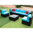 thumbnail image 2 of Veryke 5 Pieces Patio Furniture Sets All Weather Outdoor Sectional Sofa, Wicker Rattan Patio Conversation Set with Cushion and Glass Table (Blue), 2 of 4