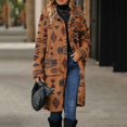 thumbnail image 2 of Women Fall Jacket Ethnic Aztec Print Wool Trench Coat Single Breasted Overcoat With Pocket Clothing, 2 of 3