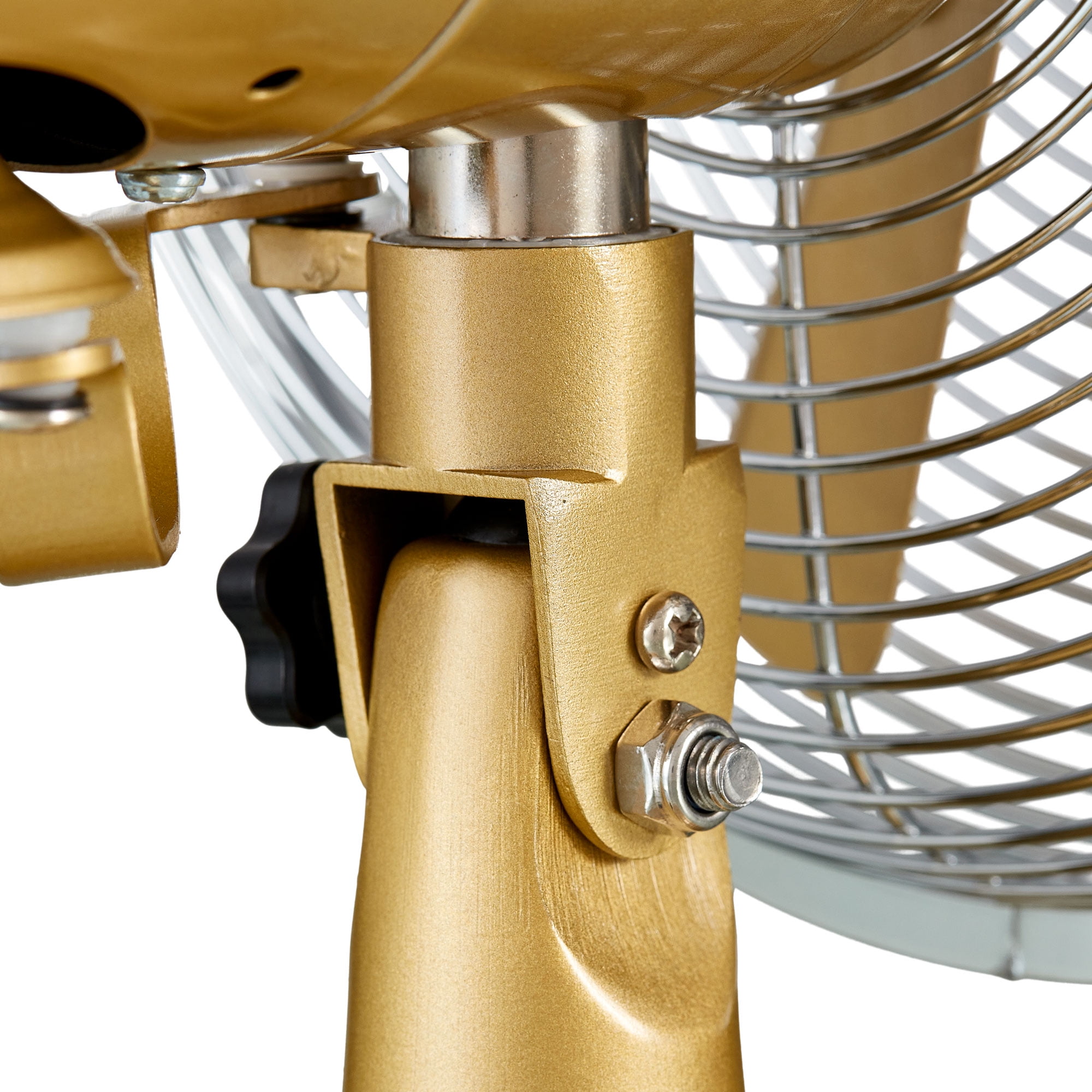 Better Homes & Gardens New 8 inch Retro 3-Speed Metal Tilted-Head Oscillation Table Fan Gold