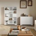 thumbnail image 4 of SOLACE FURNITURE Tall Bookcase,Modern 5 Tier Bookshelf with 3 Bins Storage & Open Shelf,White, 4 of 5