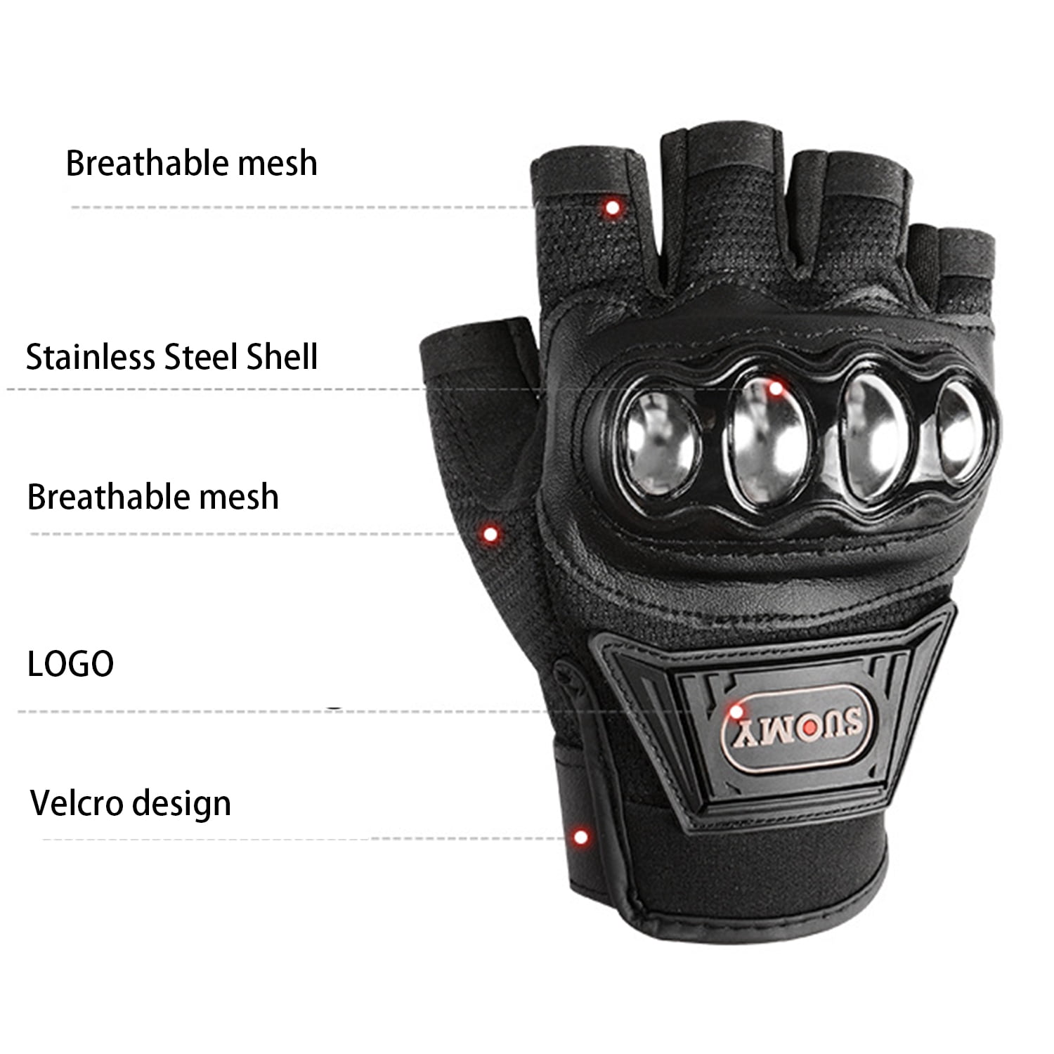 SapphireShack Half Finger Motocycle Gloves for Summer, Nylon, Stainless Steel Shell Breathable Lightweight Motorcyle Gloves, Touchscreen Motorcycle Riding Gloves for Road Racing( Green,XL,1 Pairs)