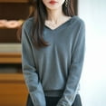 thumbnail image 4 of Women's V-Neck Hooded Knit Sweater, Soft Ribbed Pullover with Cozy Fleece Lining, Winter Warm Layering Piece for Casual Daily Wear, Comfortable Streetwear and Cold Weather Protection Dark Gray M, 4 of 5