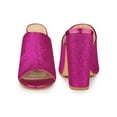 thumbnail image 4 of BLISSFUL STEP Women's Glitter Slip on Mules Chunky Heel Sandals Hot Pink 7.5, 4 of 4