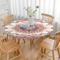 thumbnail image 3 of Stretch Fit Round Tablecloth in Boho Floral, 44 Inch Elastic Edge for 38-42 Inch Tables Spill Resistant, 3 of 7