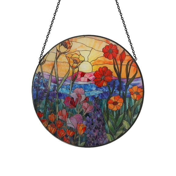 Stained Glass Suncatcher Colorful Stained Glass Window Hanging Decorative Indoor Window Sun Catcher for Home Living Room Kitchen Balcony