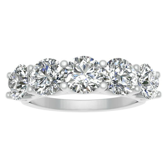 2.00ctw Diamond Five Stone Wedding Band in 14k White Gold