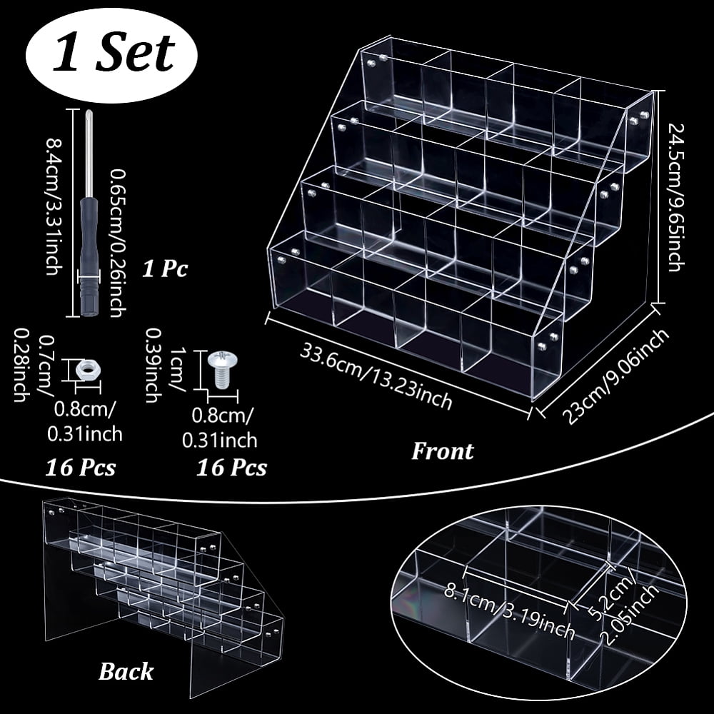 4 Tier Plastic Sticker Display Stand 16 Pockets Sticker Greeting Card Display Holder Sticker Organizer Shelf