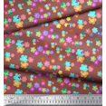 thumbnail image 3 of Soimoi Brown Rayon Crepe Fabric Insect & Floral Clip Art Print Sewing Fabric BTY 46 Inch Wide, 3 of 3