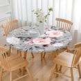 thumbnail image 3 of Round Fitted Tablecloth with Elastic Edges Fits 36"-44" Round Tables Pioneer Colorful Floral Waterproof Table Cover Washable Indoor and Outdoor for Party Kitchen Dinner Banquet Patio Picnic, 3 of 7