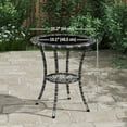 thumbnail image 3 of Outsunny Wicker Dining Table w/ 2-Tier Shelf, Round Coffee Table, Grey, 3 of 10