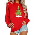 thumbnail image 2 of Aobny Airport Outfits for Women 2025 Christmas Red Crew Neck Long Sleeve Sweatshirt Pullover Petite Womens Golf Shirt,M, 2 of 6