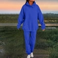thumbnail image 4 of Huankd Plus Size Winter Clothes 2 Piece Outfits for Women Fleece Lounge Set With Oversized Top and Joggers Blue XL, 4 of 5