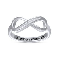 AFFY Infinity Promise Ring for Women | Round White Natural Diamond "Always & Forever" Stackable Wedding Bands Ring | 14K White Gold Over Sterling Silver Jewelry Gifts For Her (0.05Cttw)-8