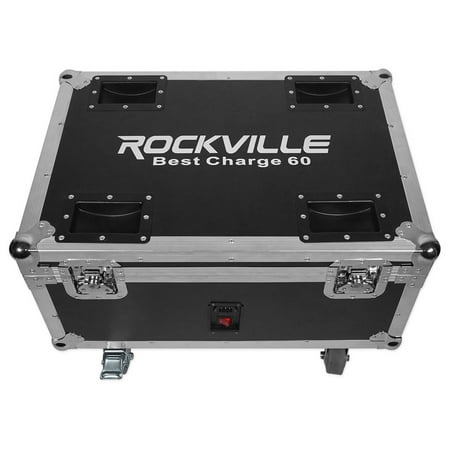 Rockville Charging Travel Road Case For (6) Chauvet DJ Ezlink Par Q6 BT