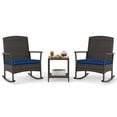 thumbnail image 4 of Costway 3 Piece Patio Rocking Bistro Set, 2 Rattan Armchairs with 2-Tier Side Table Mix Brown + Navy, 4 of 10