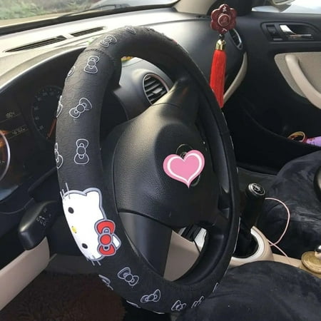 Hello Kitty anime peripheral cartoon cute car handle cover creative personality rubber ring steering wheel cover holiday gift