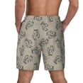 thumbnail image 2 of Lsque Mens Swim Trunks Sketch Squirrels Linen Pattern - Bathing Suit Compression Liner - Beach Swim Shorts Swimwear - (S-3XL) - Stretch Quick Dry -Medium, 2 of 9