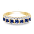 thumbnail image 3 of AFFY 0.70CT Blue Sapphire With White Natural Diamond Wedding Band Ring in 14k Yellow Gold over Silver-8.5, 3 of 7