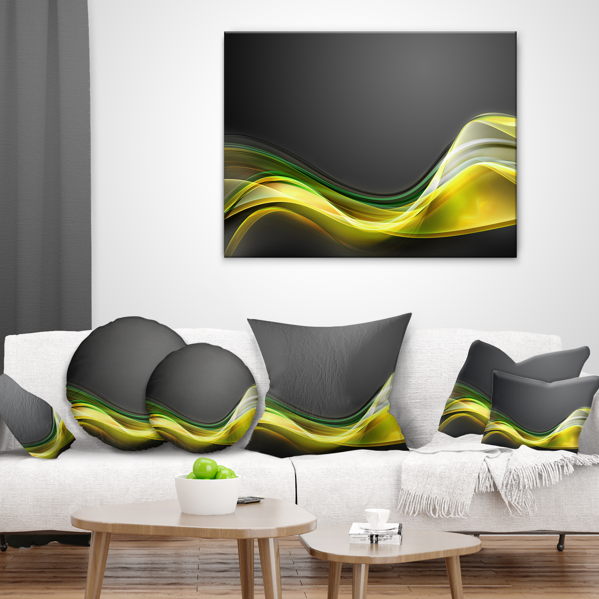 Designart Green Gold Texture Pattern - Abstract Throw Pillow - 12x20