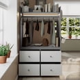 thumbnail image 4 of Newest Twin over Twin Bunk Bed with 4 Drawers & Wardrobe, Modern Wood Frame with Light Strip and Pegboards, Gray, 4 of 13