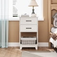 thumbnail image 5 of Superjoe Tall Nightstand Set of 1, Side Table with 2 Drawers and Open Shelf Below, Bedside Table with Solid Feet, Modern Night Stand End Table for Bedroom, Living Room, Home Office, White, 5 of 7