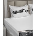 thumbnail image 2 of Ambesonne Hipster Fitted & Top Sheet Set with Shams, Motorbike Power Ride, Black White Grey, 2 of 4