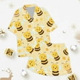 thumbnail image 3 of Kids Girl Silk Pajamas Set Cute Print Button Down Solid Tops T Shirt Set Casual Pajamas Set Toddler Pajamas 4-5 Years Kids Clothes, 3 of 3