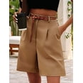 thumbnail image 5 of Shorts for Women Dressy 2025 Summer Elastic High Waisted Wide Leg Business Casual Work Shorts with Pockets Camel Color S, 5 of 8