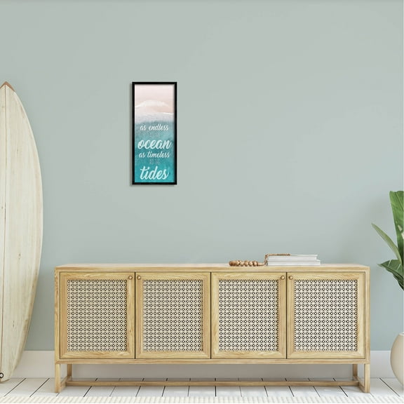 Stupell Industries Timeless As Tides Beach Quote Graphic Art Black Framed Art Print Wall Art, Design by Marcus Prime